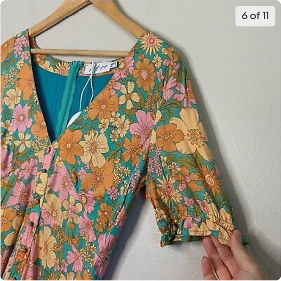 Petal + Pup Jeffree Retro Floral Boho Ruffle Mini Sun Dress (size 2) - Picture 4 of 7
